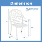 Costway 2 sedie da pranzo per patio in fusione di alluminio con braccioli, impilabili, da esterno, marrone/bianco