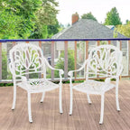 Costway 2 sedie da pranzo per patio in fusione di alluminio con braccioli, impilabili, da esterno, marrone/bianco