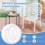 Costway 2 sedie da pranzo per patio in fusione di alluminio con braccioli, impilabili, da esterno, marrone/bianco