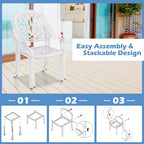 Costway 2 sedie da pranzo per patio in fusione di alluminio con braccioli, impilabili, da esterno, marrone/bianco