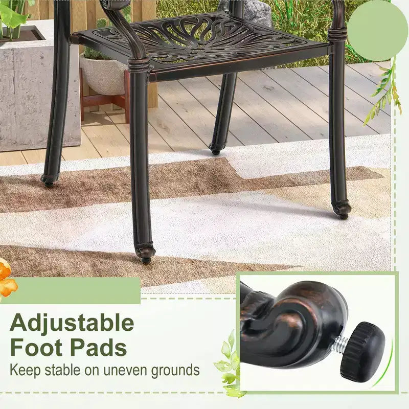 Costway 2 sedie da pranzo per patio in fusione di alluminio con braccioli, impilabili, da esterno, marrone/bianco