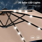 MAISON ARTS Ombrellone rettangolare da esterno a manovella con doppia falda da 4,5 metri, con luci a LED solari e base inclusa
