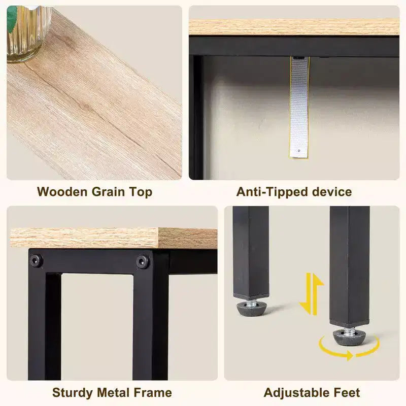 Table d'entrée marron rouille 1 pièce en fer Triamine 100*15*79cm avec prises