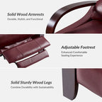 Poltrona reclinabile manuale Alex Mid-century Modern Cigar in vera pelle con braccioli ricurvi in legno
