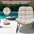 Poltrone Papasan da Esterno con Cuscino in Rattan PE, Comode Poltrone da Patio con Tavolino Laterale