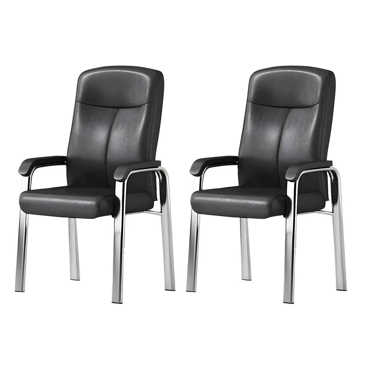 Sedia da ufficio HomeyFad moderna in pelle e metallo a 4 gambe con braccioli