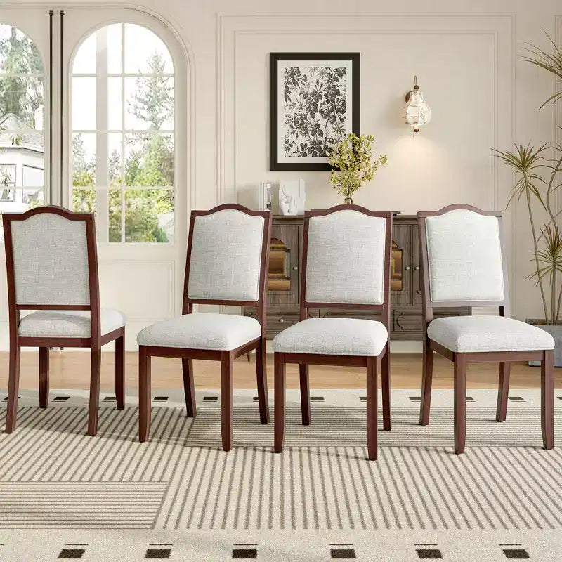 Set di 4 sedie da pranzo stile fattoria con schienale alto e seduta imbottita
