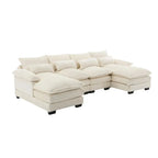 Divano componibile Cloud per soggiorno, divano a U moderno in ciniglia/bouclé, comodo divano letto modulare con doppia chaise longue