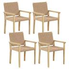 Costway Patio Chair Set of 2/4 Rubber Wood Dining Armchairs Paper Rope Woven Seat Balcony