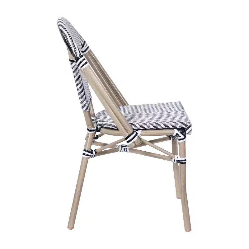 Flash Furniture Marsiglia, set di 2 sedie impilabili da bistrò per interni/esterni, schienale e seduta in Textilene, struttura in alluminio con stampa bamboo