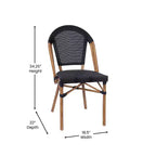 Flash Furniture Marsiglia, set di 2 sedie impilabili da bistrò per interni/esterni, schienale e seduta in Textilene, struttura in alluminio con stampa bamboo