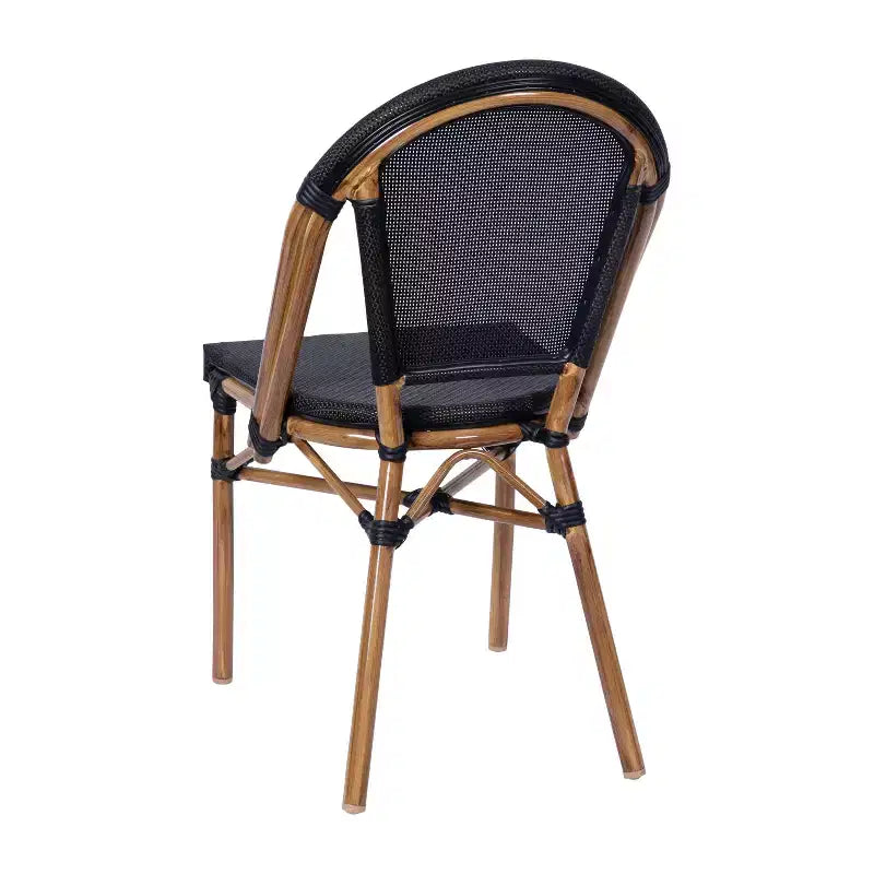 Flash Furniture Marsiglia, set di 2 sedie impilabili da bistrò per interni/esterni, schienale e seduta in Textilene, struttura in alluminio con stampa bamboo