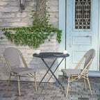 Flash Furniture Marsiglia, set di 2 sedie impilabili da bistrò per interni/esterni, schienale e seduta in Textilene, struttura in alluminio con stampa bamboo