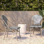 Flash Furniture Marsiglia, set di 2 sedie impilabili da bistrò per interni/esterni, schienale e seduta in Textilene, struttura in alluminio con stampa bamboo
