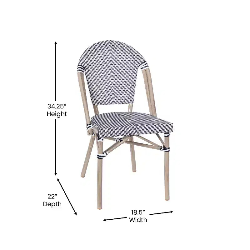 Flash Furniture Marsiglia, set di 2 sedie impilabili da bistrò per interni/esterni, schienale e seduta in Textilene, struttura in alluminio con stampa bamboo
