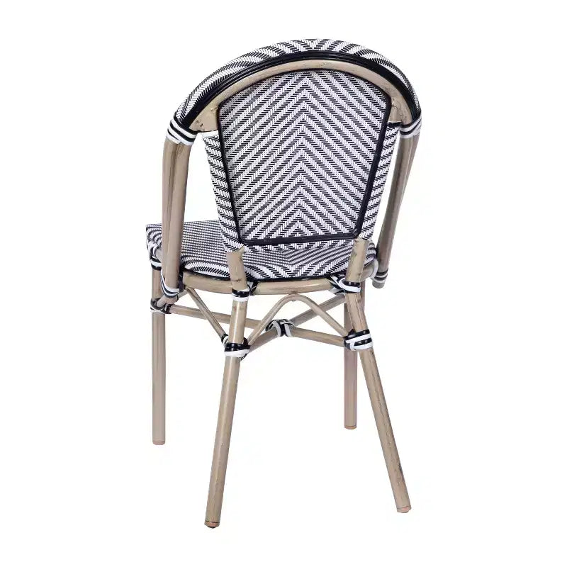 Flash Furniture Marsiglia, set di 2 sedie impilabili da bistrò per interni/esterni, schienale e seduta in Textilene, struttura in alluminio con stampa bamboo