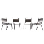 Emma and Oliver 4 Pack Aluminum Commercial Indoor-Outdoor Armless Restaurant Stack Chair with Triple Slat Back