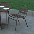 Emma et Oliver Lot de 4 Chaises de Restaurant Commerciales sans Accoudoirs en Aluminium Empilables Intérieur-Extérieur avec Dossier à Trois Lattes