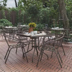 Flash Furniture Lila Confezione da 4 Sedie Impilabili per Ristorante in Metallo con Doghe in Alluminio