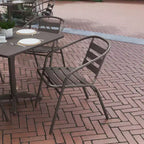 Flash Furniture Lila Confezione da 4 Sedie Impilabili per Ristorante in Metallo con Doghe in Alluminio