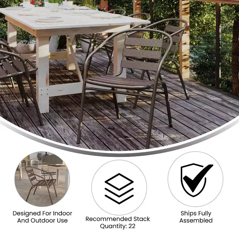 Flash Furniture Lila Confezione da 4 Sedie Impilabili per Ristorante in Metallo con Doghe in Alluminio