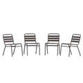 Flash Furniture Lila 4 Pack Aluminum Commercial Indoor-Outdoor Armless Restaurant Stack Chair with Triple Slat Back