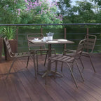 Flash Furniture Lila, set da 4 sedie impilabili in alluminio per ristoranti, senza braccioli, da interni ed esterni, con schienale a tripla doga