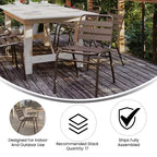 Flash Furniture Lila, set da 4 sedie impilabili in alluminio per ristoranti, senza braccioli, da interni ed esterni, con schienale a tripla doga