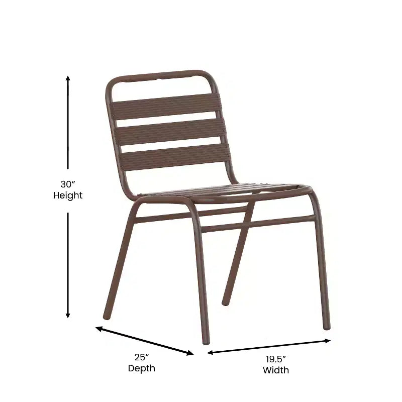 Flash Furniture Lila, set da 4 sedie impilabili in alluminio per ristoranti, senza braccioli, da interni ed esterni, con schienale a tripla doga