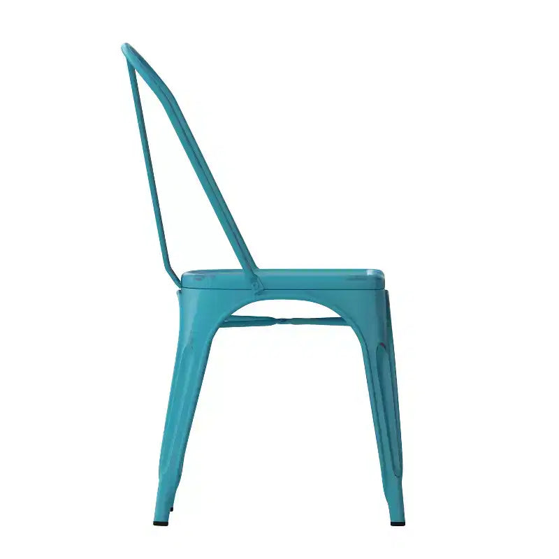 Flash Furniture Lot de 4 chaises empilables en métal vieilli de qualité commerciale pour intérieur et extérieur