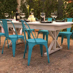 Flash Furniture Lot de 4 chaises empilables en métal vieilli de qualité commerciale pour intérieur et extérieur