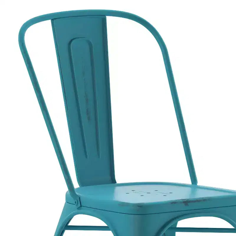 Flash Furniture Lot de 4 chaises empilables en métal vieilli de qualité commerciale pour intérieur et extérieur
