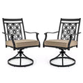 Costway Patio Swivel Chair Outdoor Bistro Dining Chair Blossom Pattern Backrest