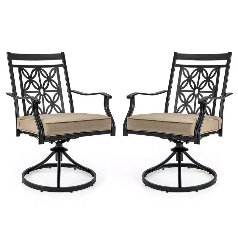 Costway Patio Swivel Chair Outdoor Bistro Dining Chair Blossom Pattern Backrest