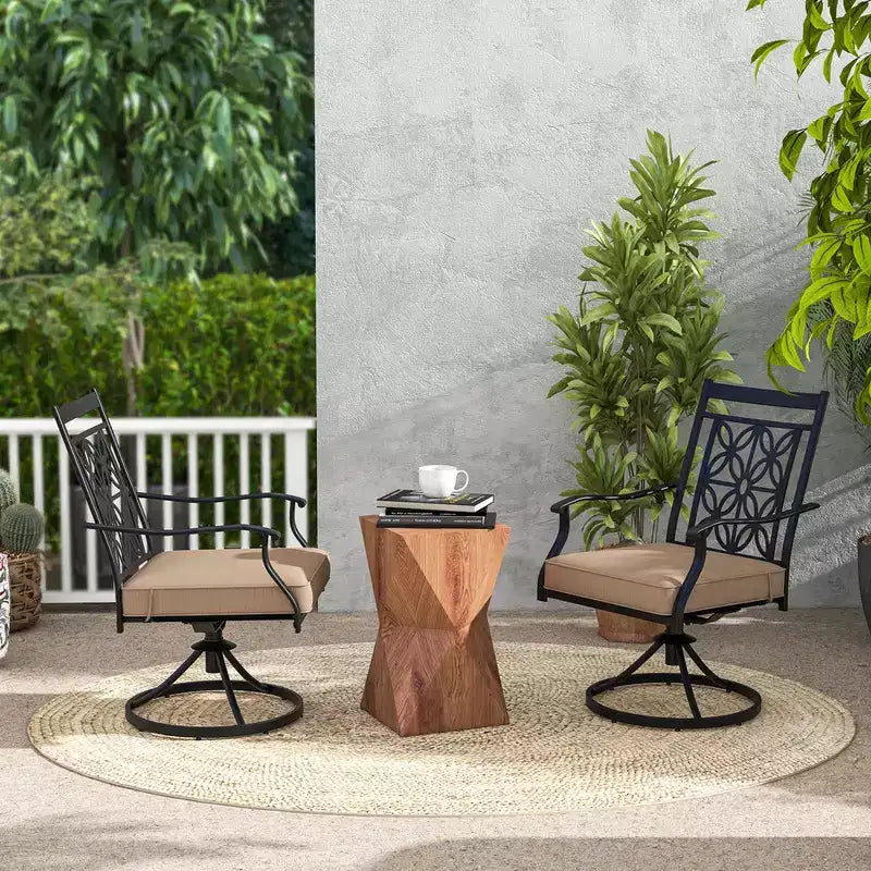 Sedia Girevole da Patio Costway, Sedia da Bistrò per Esterni con Schienale a Motivo Floreale