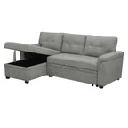 Divano componibile convertibile reversibile con letto estraibile, chaise longue con contenitore nascosto e gambe durevoli