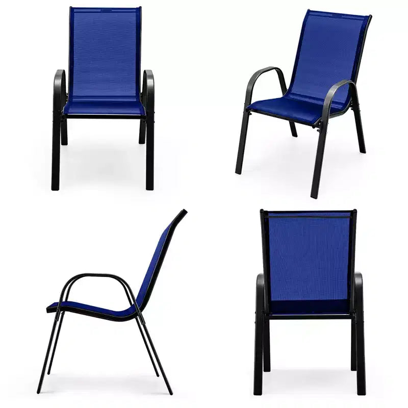 Set di 4 sedie da pranzo per patio impilabili con braccioli salvaspazio da giardino Costway nero/marrone/grigio/blu navy