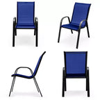 Set di 4 sedie da pranzo per patio impilabili con braccioli salvaspazio da giardino Costway nero/marrone/grigio/blu navy
