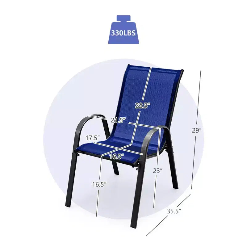 Set di 4 sedie da pranzo per patio impilabili con braccioli salvaspazio da giardino Costway nero/marrone/grigio/blu navy
