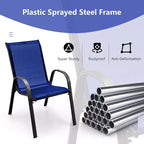 Set di 4 sedie da pranzo per patio impilabili con braccioli salvaspazio da giardino Costway nero/marrone/grigio/blu navy