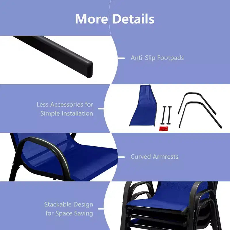Set di 4 sedie da pranzo per patio impilabili con braccioli salvaspazio da giardino Costway nero/marrone/grigio/blu navy