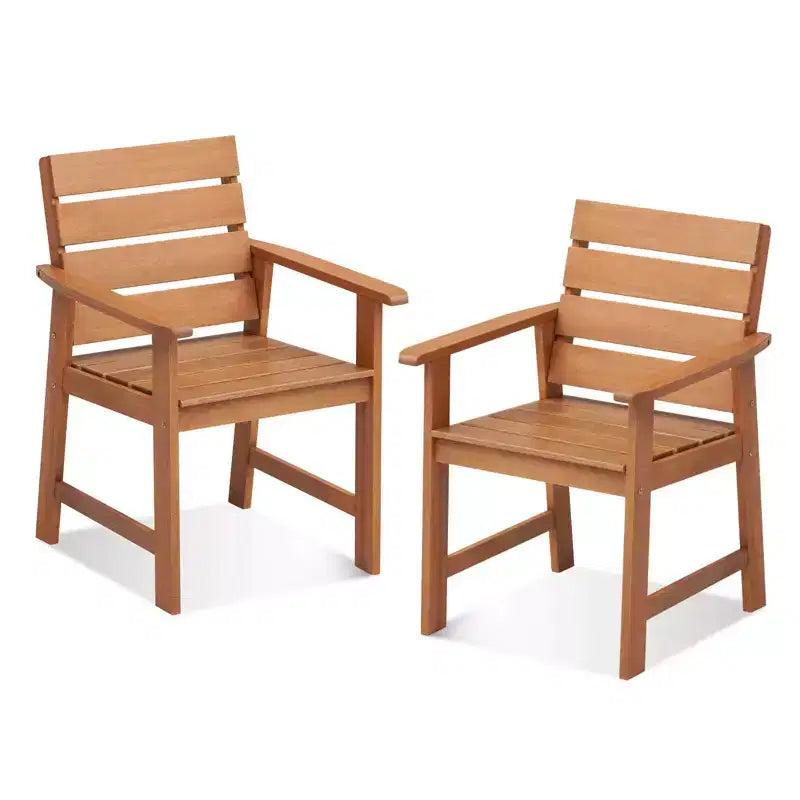 Costway 2/4 PCS Patio Hardwood Chair Wood Dining Armchairs Breathable Slatted Seat Garden