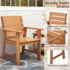 Costway 2/4 sedie da esterno in legno duro per patio, poltrone da pranzo in legno con seduta a doghe traspirante da giardino