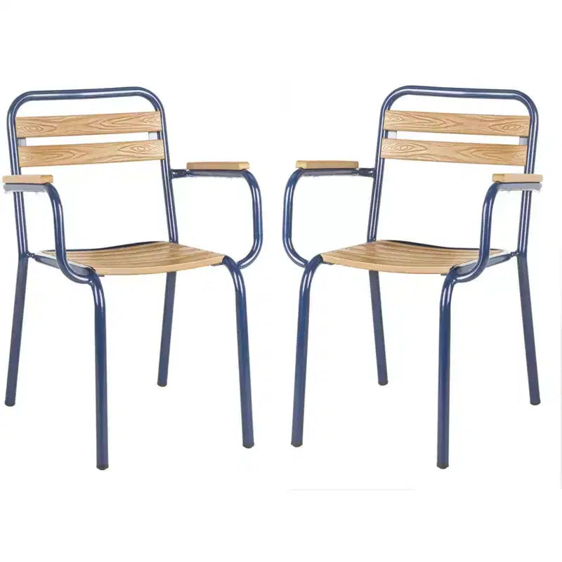 Rayton Chair (Set Of 2) - Indoor/Outdoor - PAT4039 - Brown/Blue - Safavieh