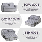 Divanetto futon moderno in velluto con schienale reclinabile e tasche, 2 posti – Grigio scuro / Grigio chiaro / Blu / Nero