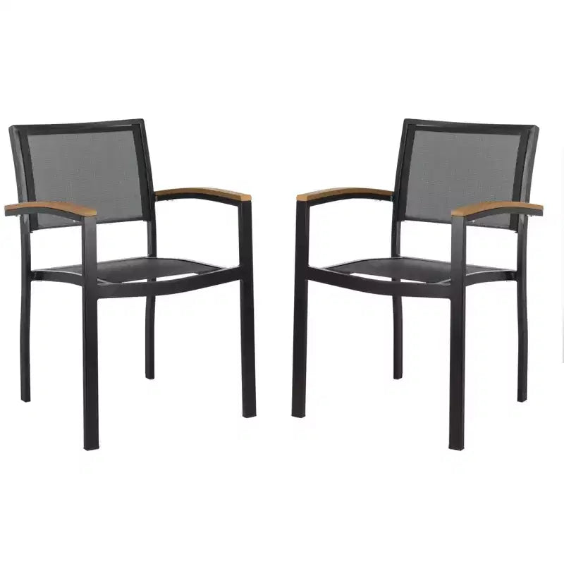 Kaelan Chair (Set Of 2) - Indoor/Outdoor - PAT4030 - Black/Brown - Safavieh