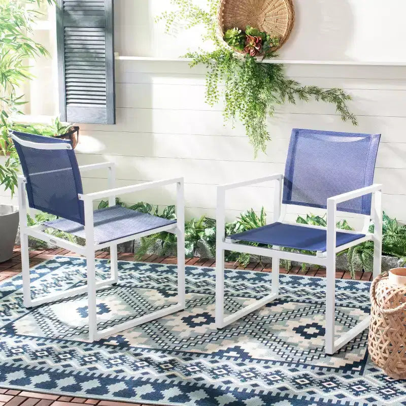 Sedia Neval (Set di 2) - Interno/Esterno - PAT4041 - Blu/Bianco - Safavieh
