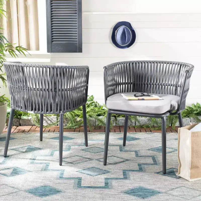 Sedia in corda Kiyan (set da 2) - Interni/Esterni - PAT4028 - Grigio - Safavieh