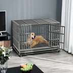 BOSSIN Trasportino/Gabbia/Panca per Cani Indistruttibile Resistente da 48/38 Pollici, Anti-Fuga, con Ruote Bloccabili