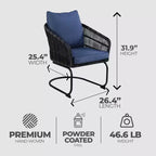 Set da pranzo da 2 sedie a dondolo Four Seasons Courtyard Adelaide con struttura in acciaio, cuscini in olefin blu e capacità di 113 kg
